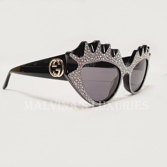 GUCCI SUNGLASSES GG0781S HOLLYWOOD FOREVER CRYSTAL CAT EYE ACETATE $1,200 main image 8
